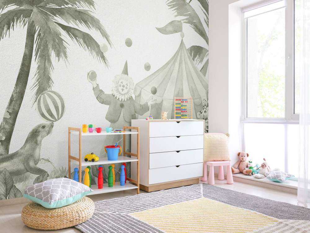 Vrolijke circus dieren in groen