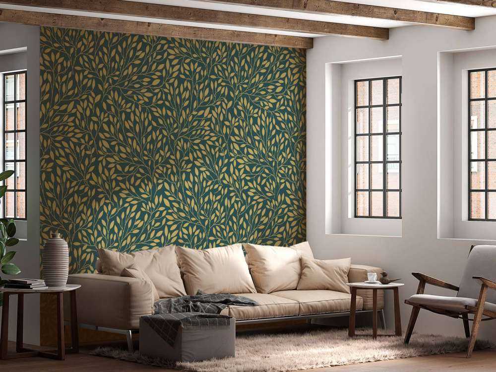 Luxe bloemenpatroon geelgoud