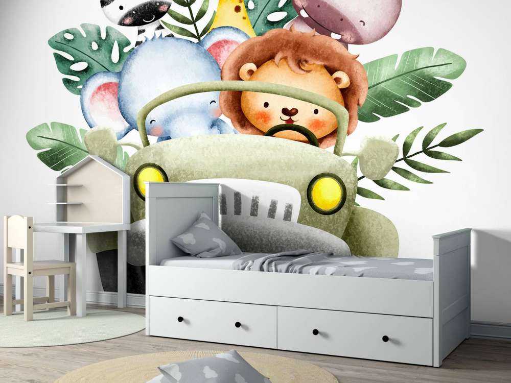 Safari dieren in jeep