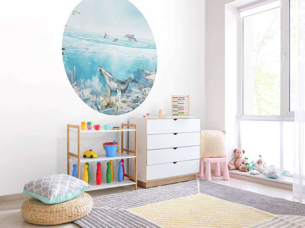 Oceaan landschap met dieren in kleur