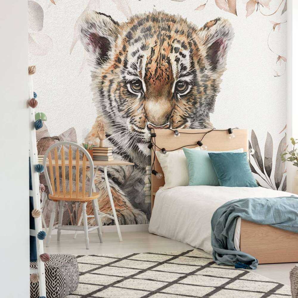 Schattige tijger met planten taupe