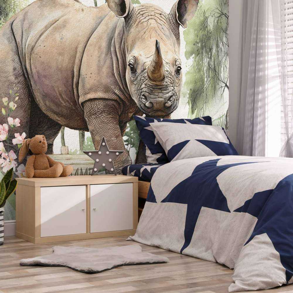 Baby neushoorn op de savanne