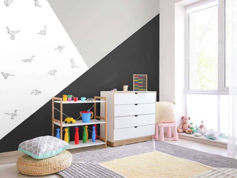 Zwart-wit driehoeken met dino's