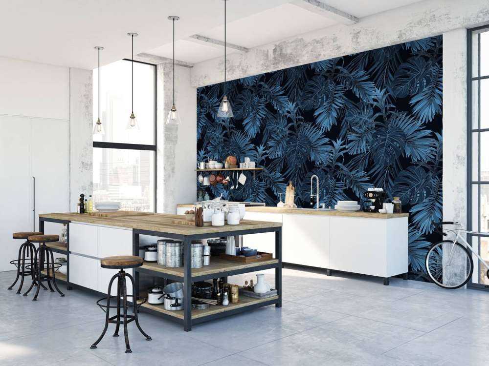 Blauwe tropische bladeren