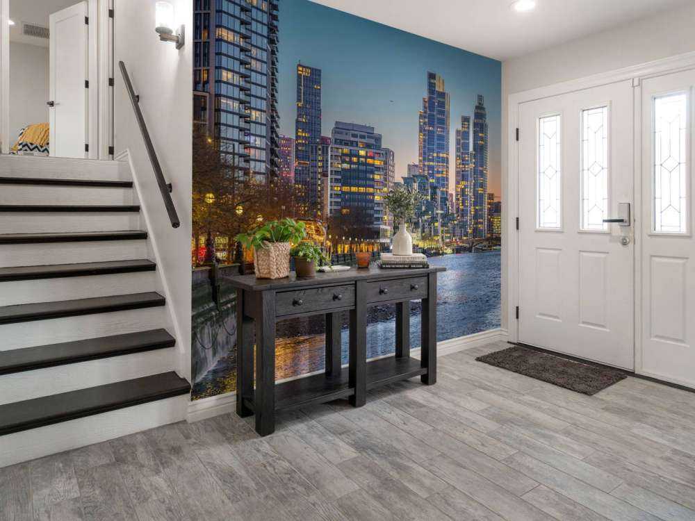 London cityscape over Thames river in evening