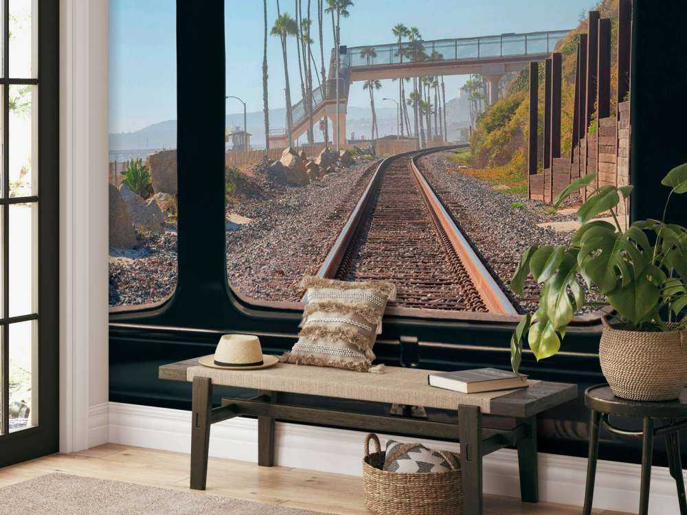 Spoorlijn langs palmenkust