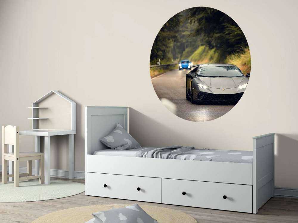 Matgrijze Lamborghini in de natuur