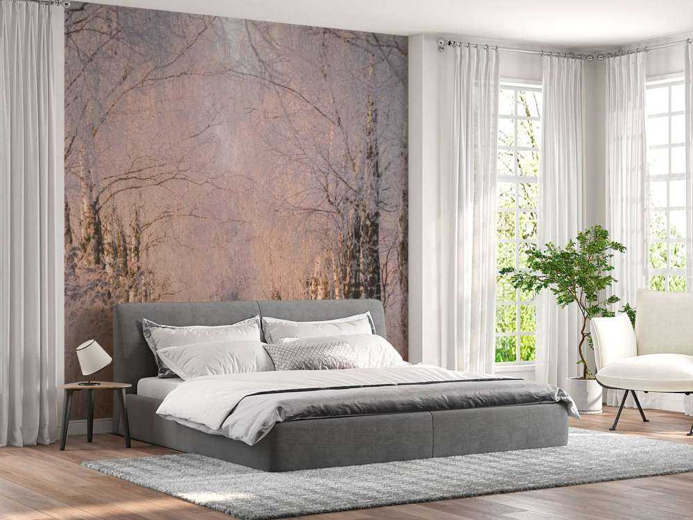 Bomenrij in de Wintermist