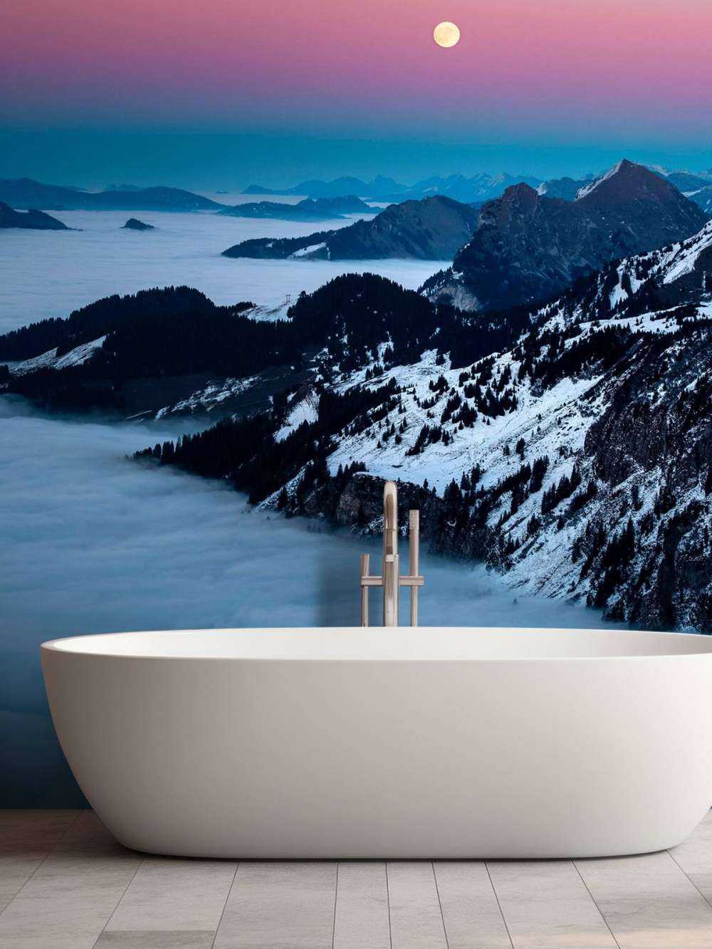 Maanlicht boven wintergebergte