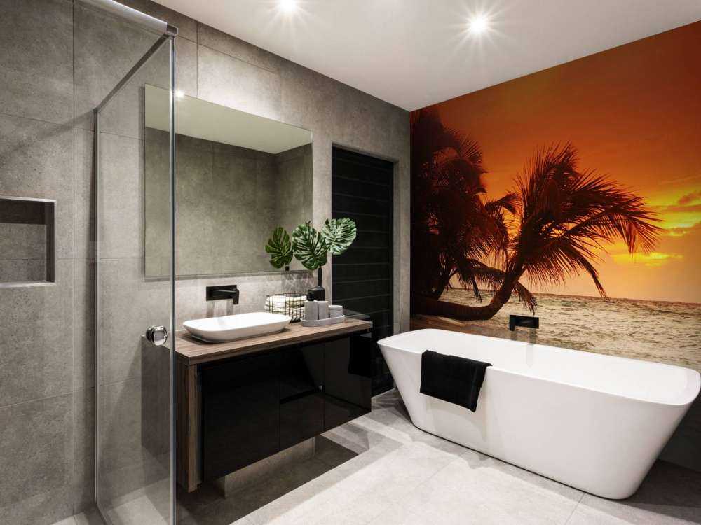 Palmbomen met een rode lucht