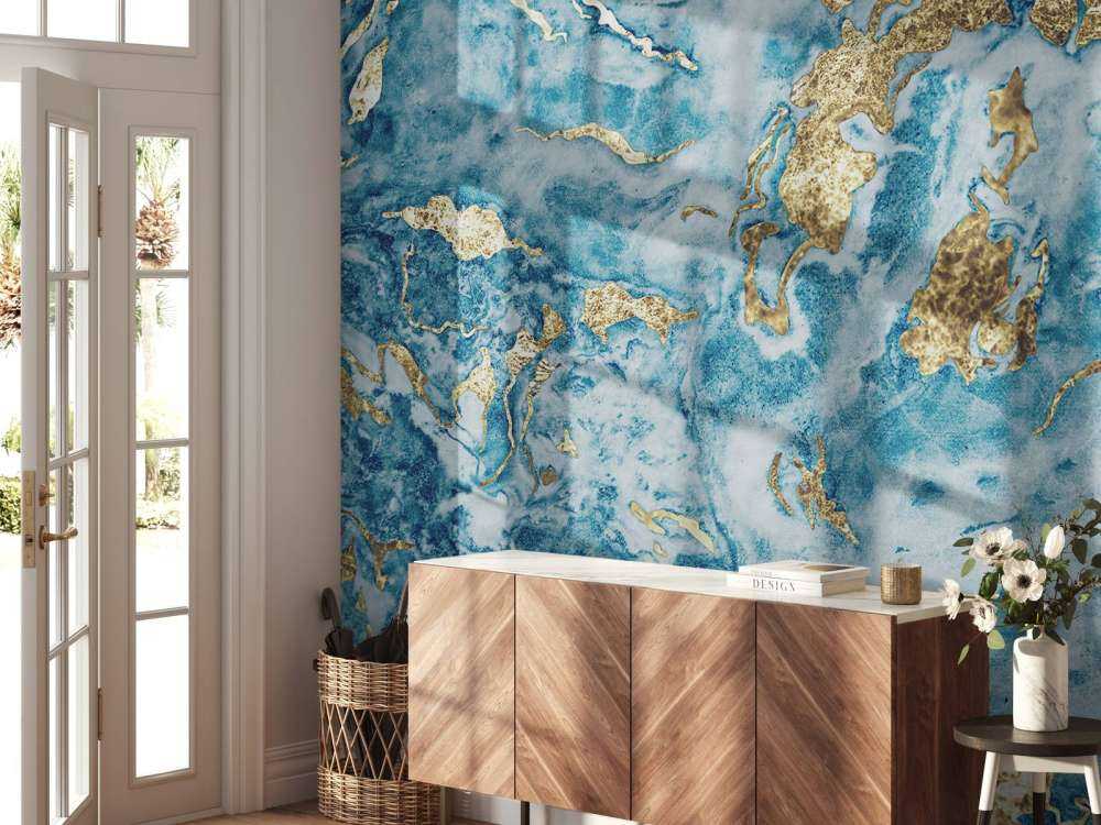 Blauw marmer met goud