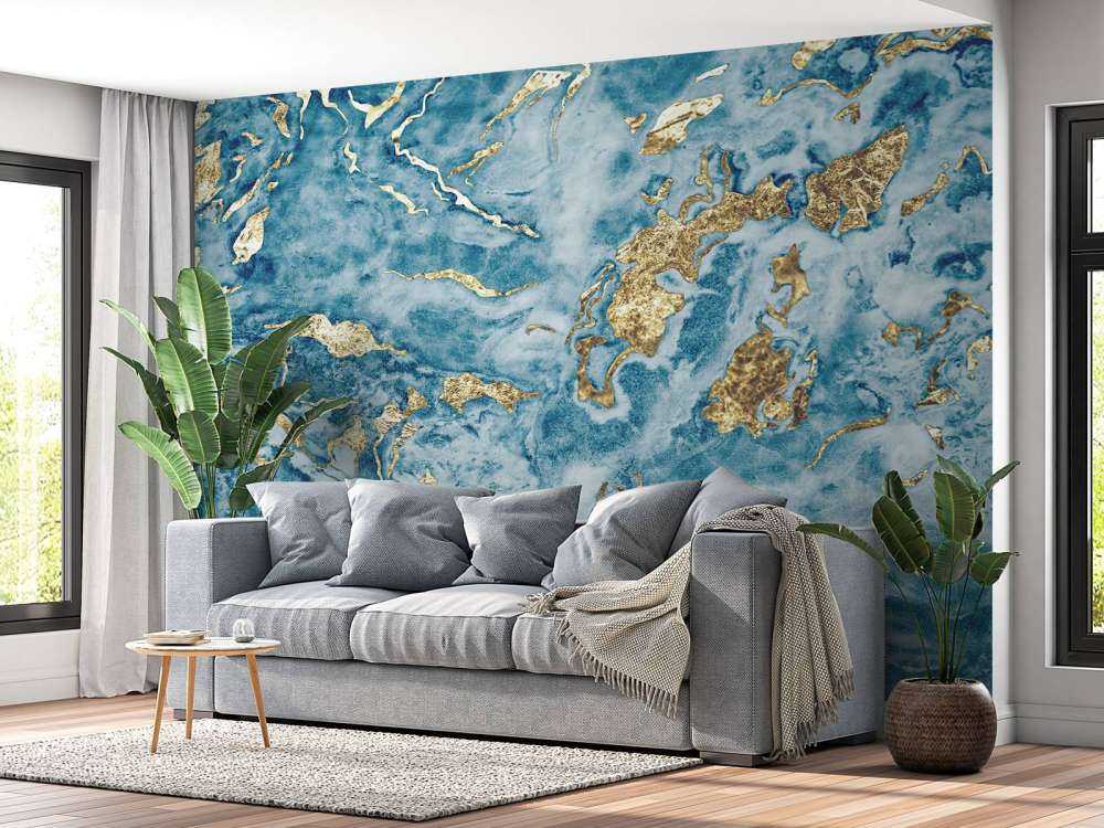 Blauw marmer met goud