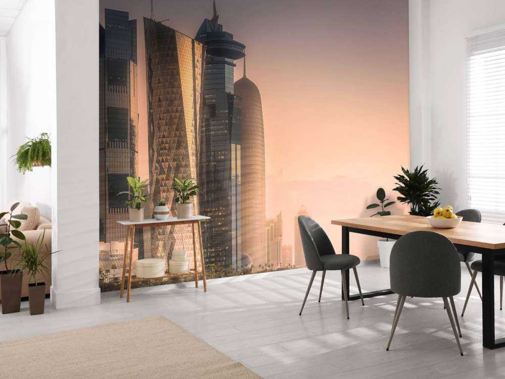 Skyline van Doha in de avond