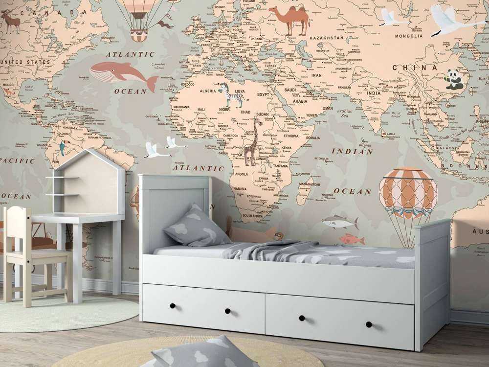 Beige wereldkaart
