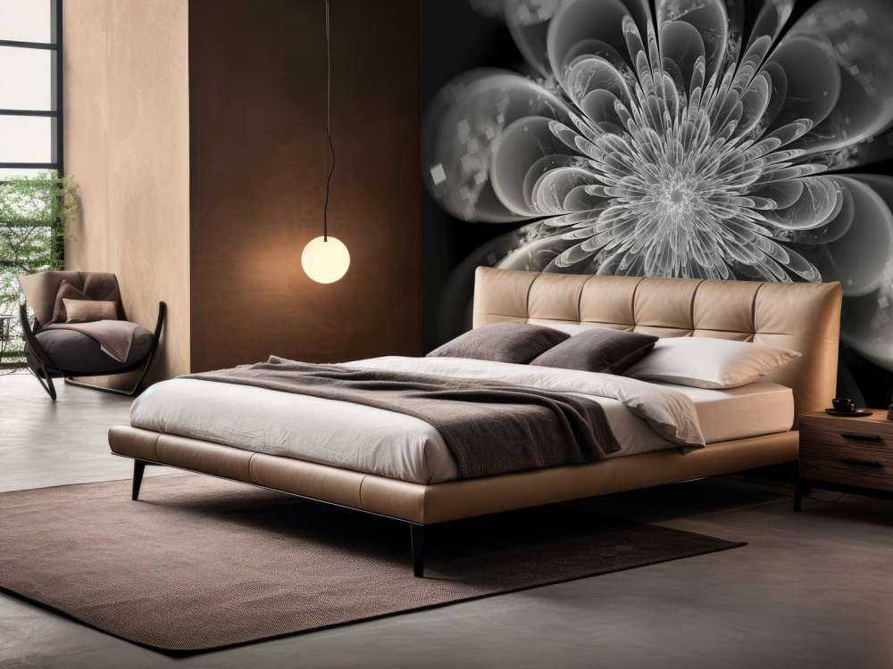 Fractal bloem in zwart-wit