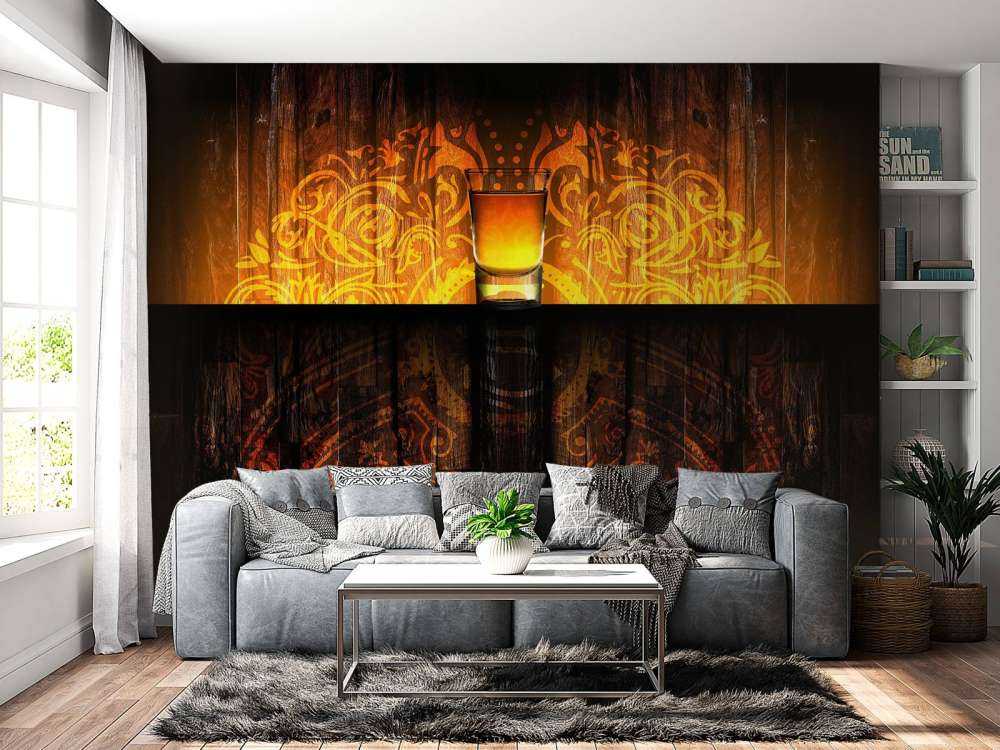 Shotje met een houten achtergrond