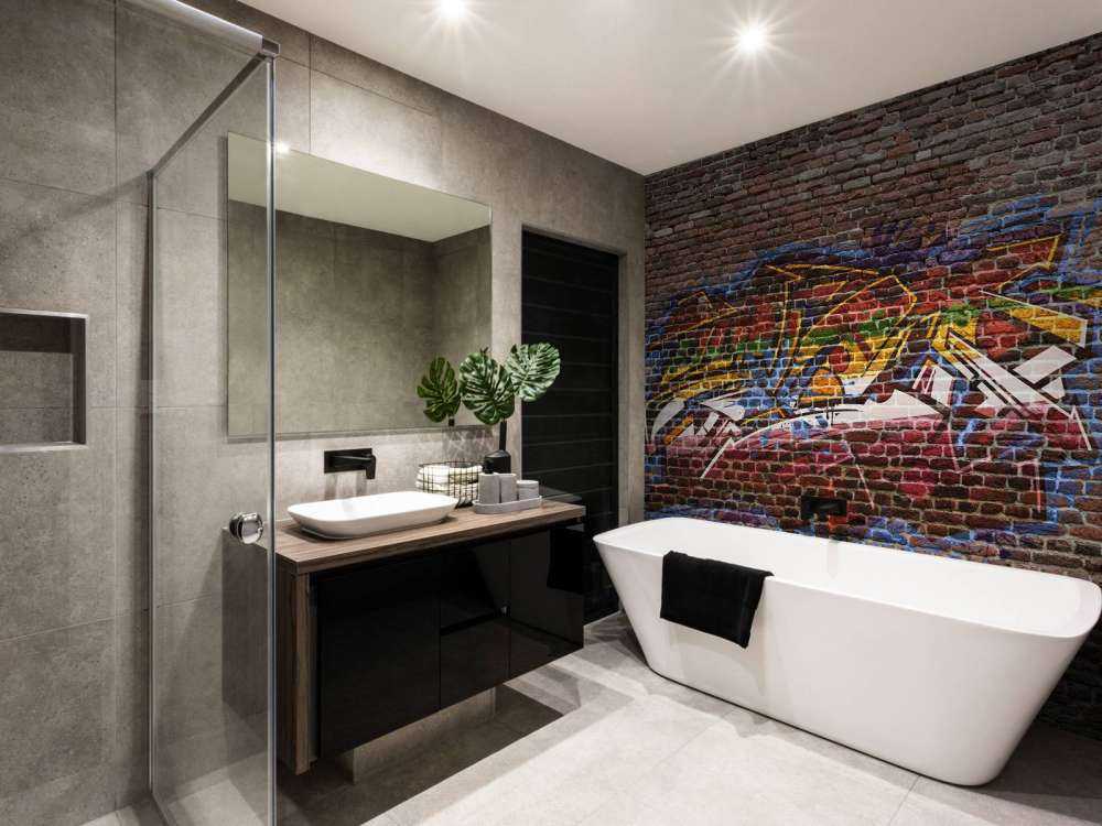 Graffiti op bakstenen muur