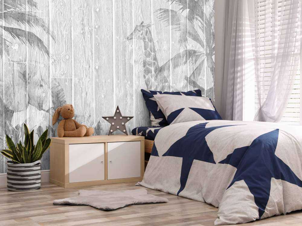 Vrolijke jungle dieren op hout