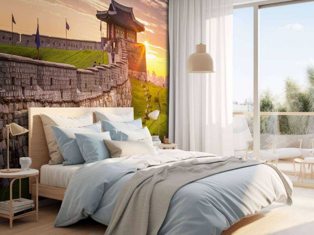 Hwaseong-vesting bij zonsondergang