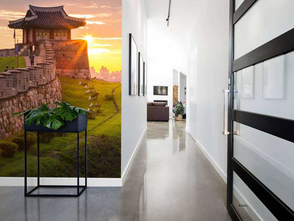 Hwaseong-vesting bij zonsondergang