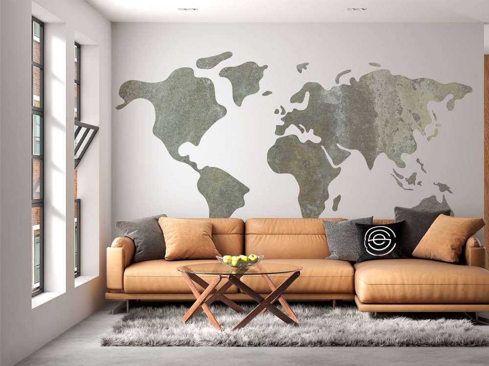 Groen wereldkaart van metaal structuur