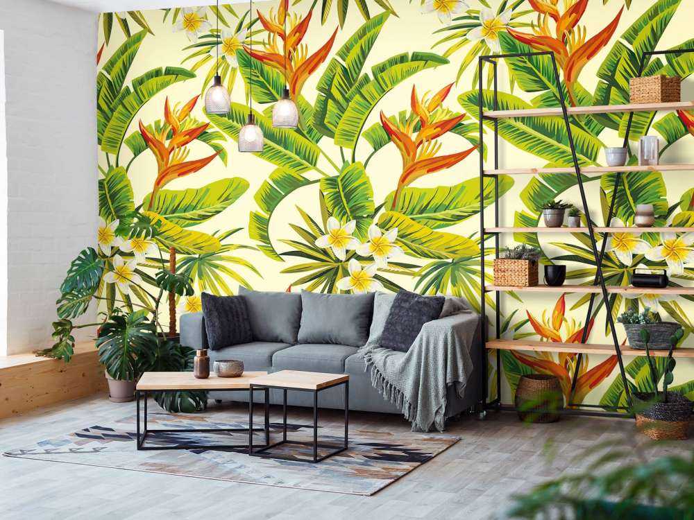 Bloemen en bladeren print