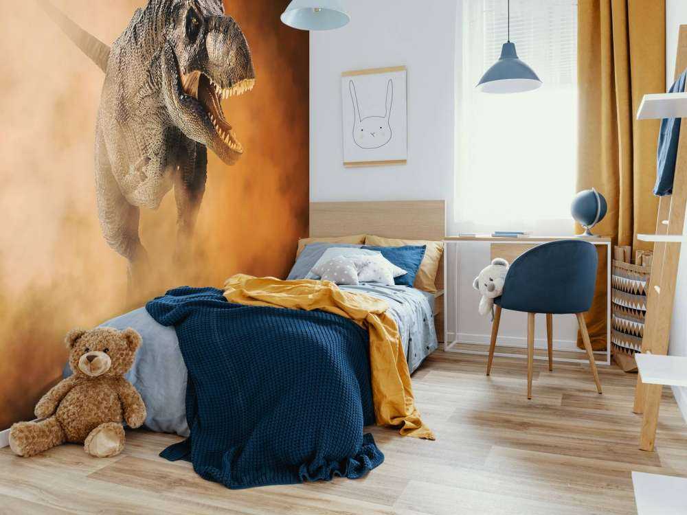 Tyrannosaurus lopend door de rook