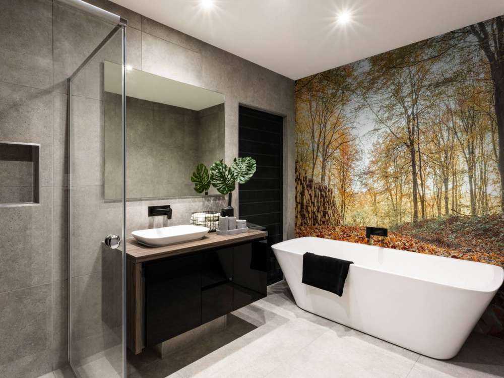 Boomstammen in herfstbos