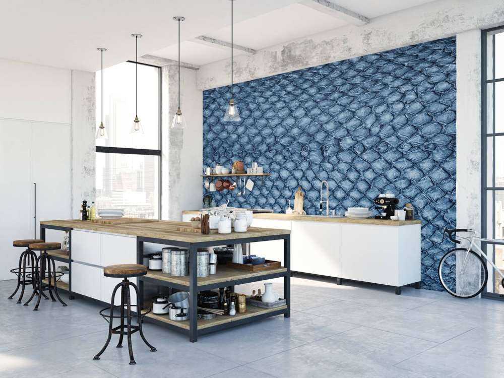 Zalmhuid structuur in blauw