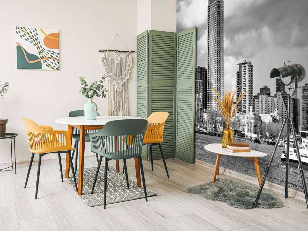 Skyline Rotterdam (Westerkade) vanaf Katendrecht (zwart wit) 