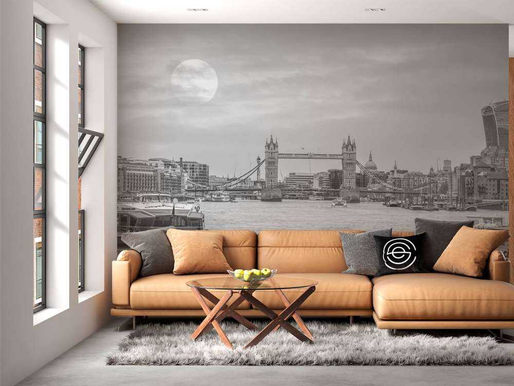 Stadsgezicht van Londen in zwart-wit