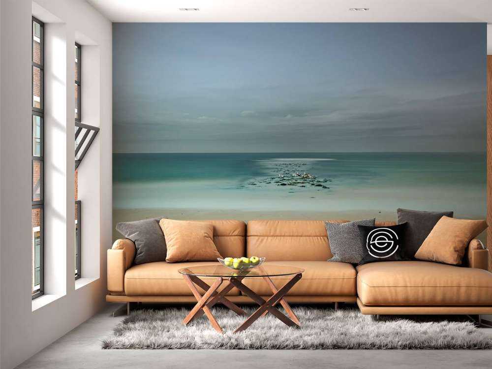 Rustige zee met meeuwen