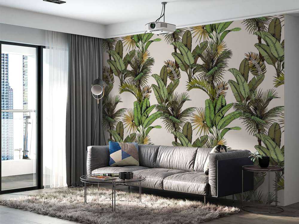 Tropische palm- en bananenbladeren