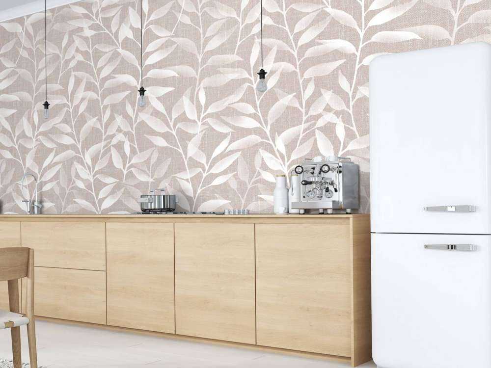 Japandi climbing leaves - beige