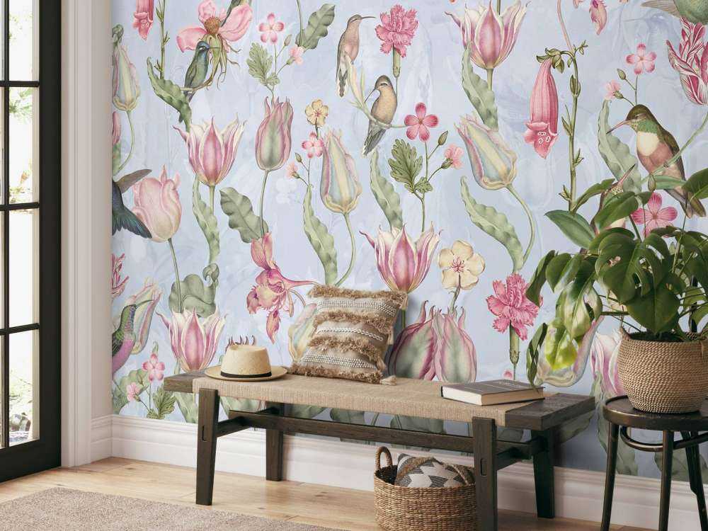 Spring Hummingbird Symphony - Pastel Blue Serenade