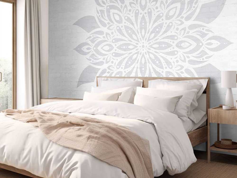 Zachtgrijze Mandala Bloem