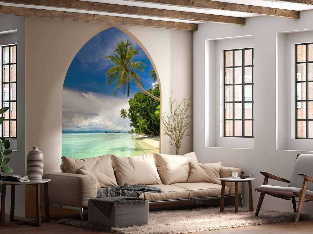 Tropisch eiland met palmbomen