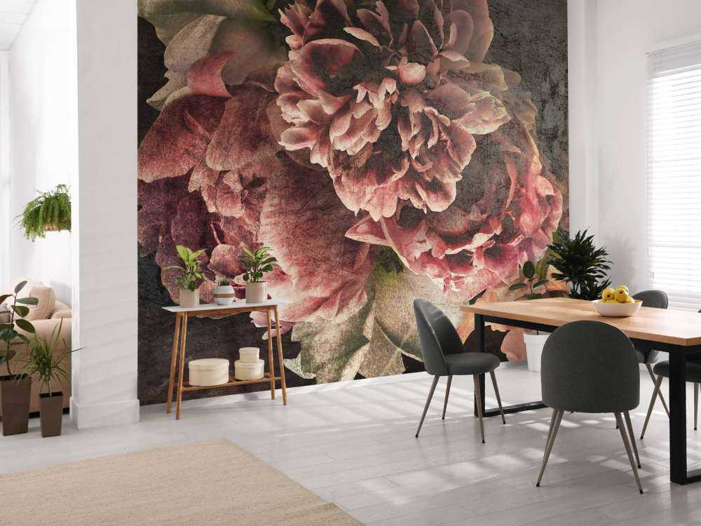 Donker romantische pioenroosweelde