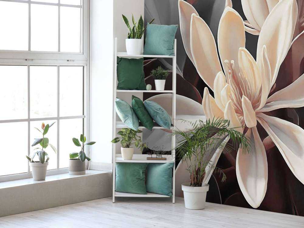 Crèmekleurige magnoliabloemen op donker