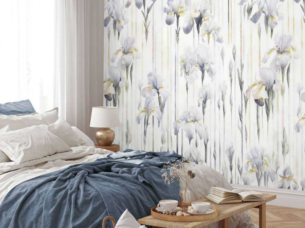 Irises and Stripes Seamless Gray