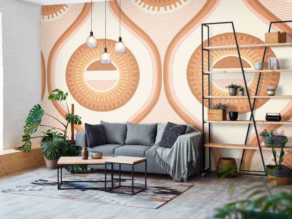 Retro zonnestralen in warme tinten