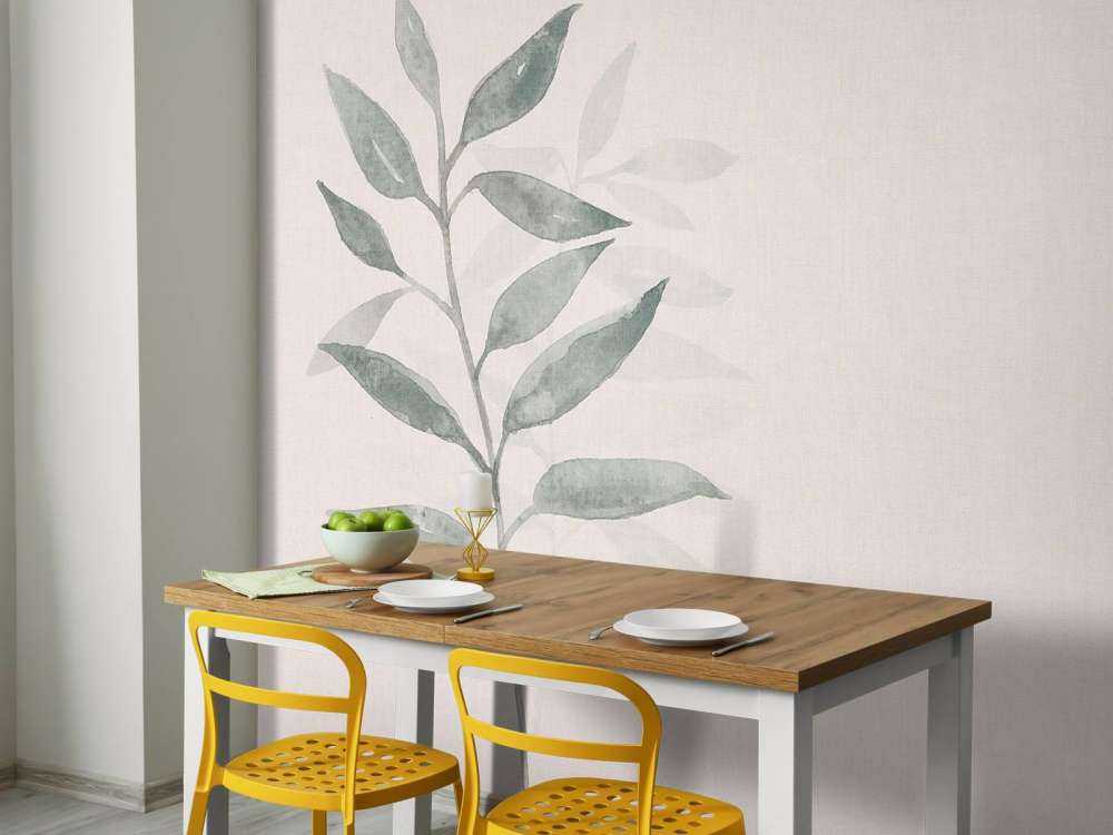 Minimalistische tak in grijsgroene aquarel