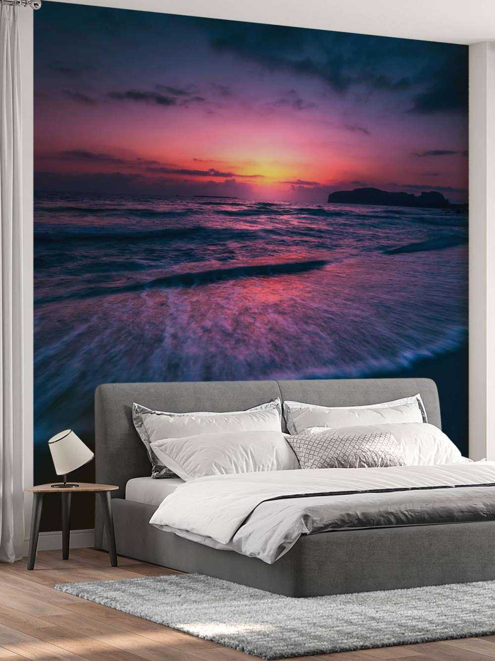 Avondgloed aan paarse kust