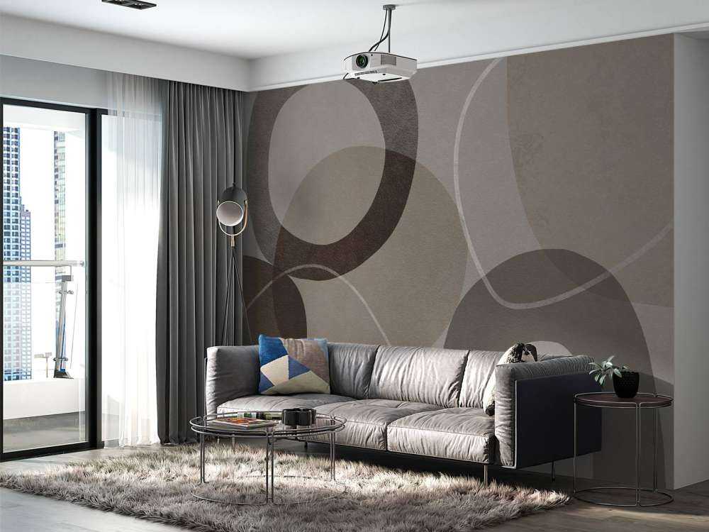 Mid Century Shapes And Outline Grey Brown