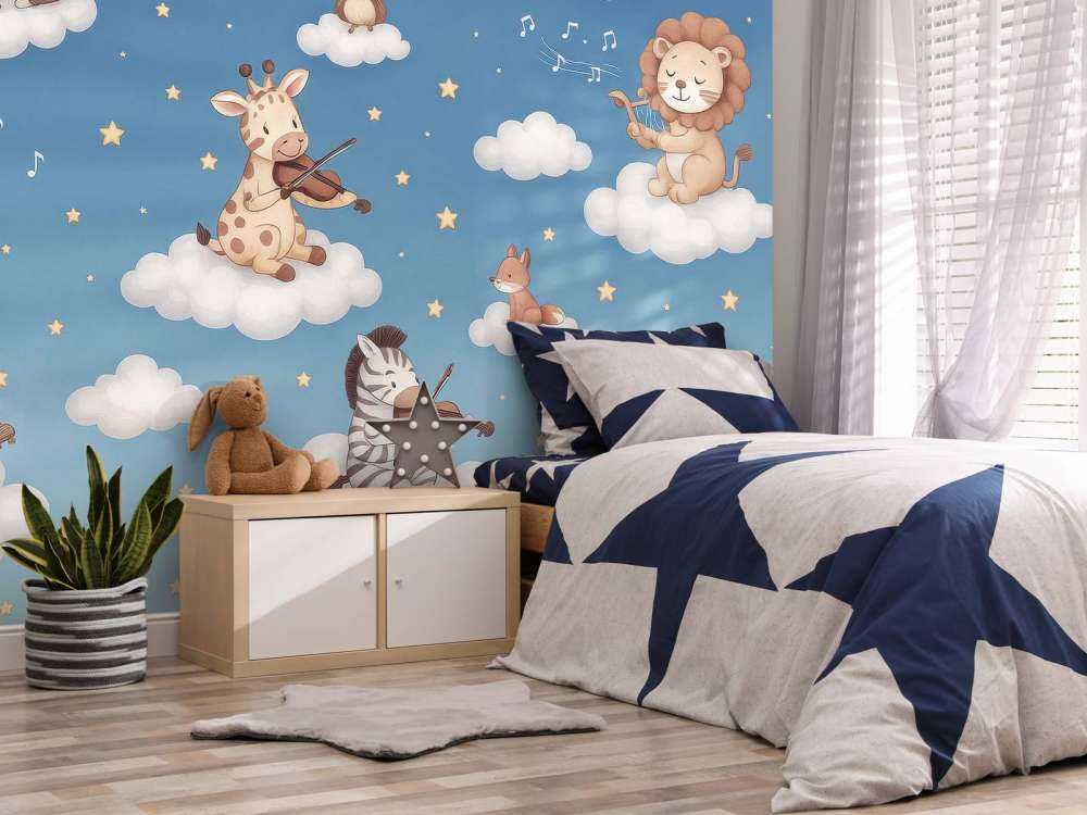 Dierconcert in de wolken - blauw