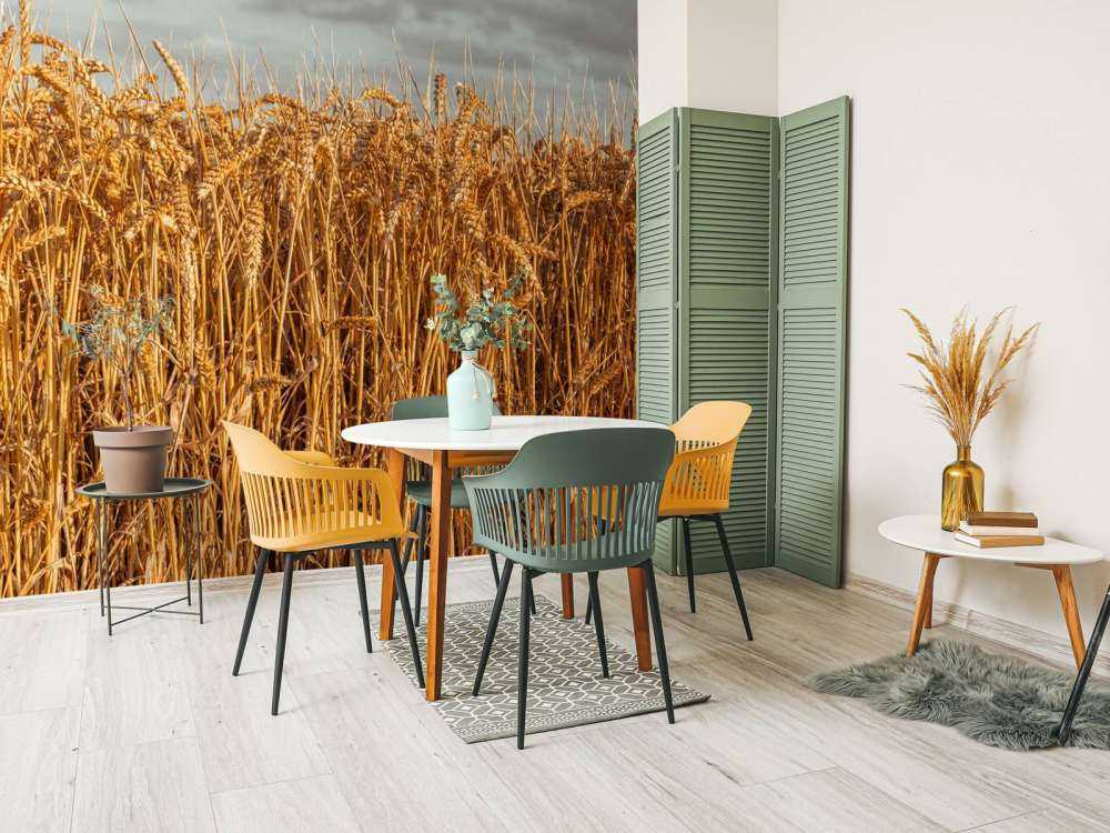 Golden wheat under brooding skies