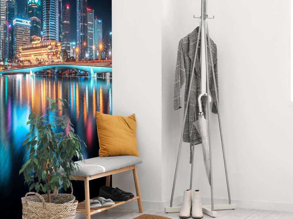 Lichtreflecties op moderne skyline