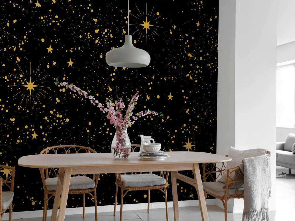 Gouden sterrenregen op zwart