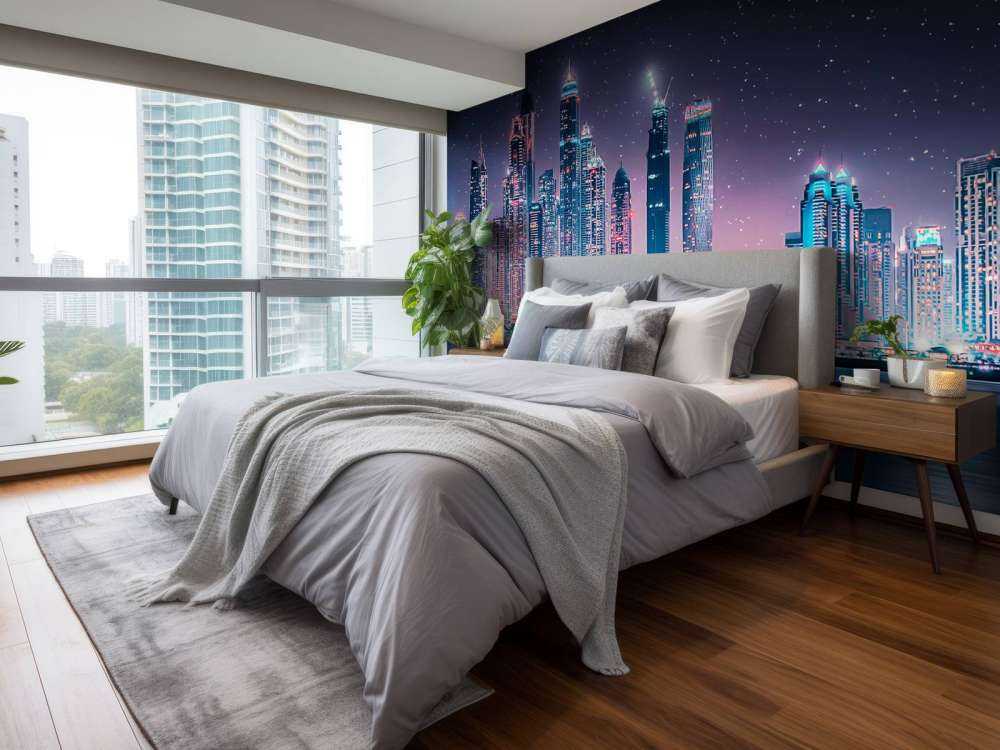 Nachtlicht boven de skyline