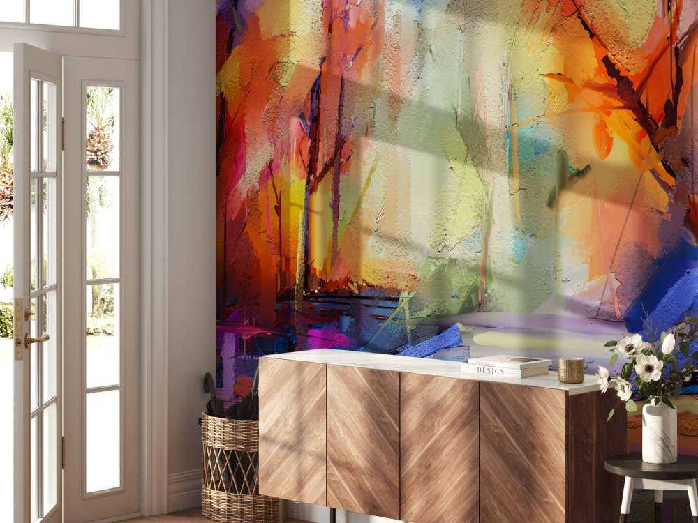 Olieverfschilderij van een bos